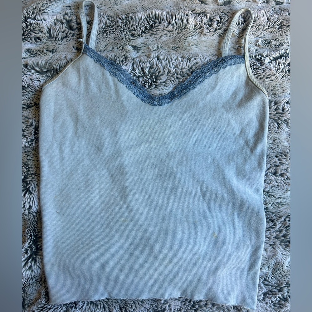 Brandy Melville Light Blue Nicolette Lace Tank Top